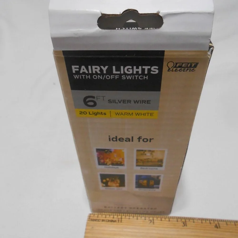 NEW BOX FAIRY LIGHTS 6FT WARM WHITE w/ BATTERY & ON/OFF SWITCH 20 LIGHTS 🔥